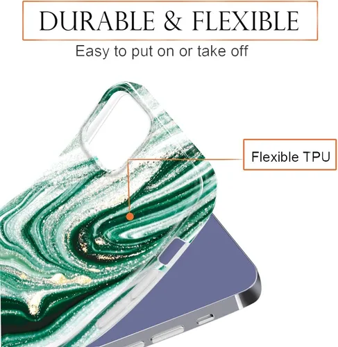 Miniatura 6 de luolnh Funda dorada brillante compatible con iPhone 13 Pro, diseño de mármol, a prueba de golpes, delgada, de silicona suave, TPU para iPhone 13 Pro