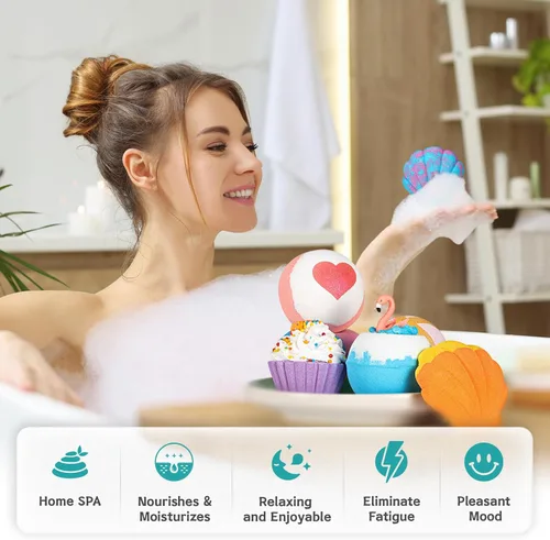 Miniatura 4 de Aofmee Bombas de Baño – 8 Bombas de Baño para Mujeres y Niños, Bombas de Baño Naturales Efervescentes de Spa, Baño de Burbujas que Hidrata la Piel