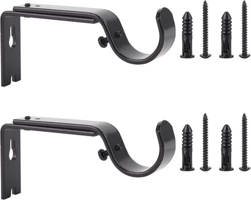 Miniatura 10 de Ycolnaefllr Juego de 2 soportes de barra de cortina ajustables resistentes dorados para barra de cortina para barra de 1 pulgada
