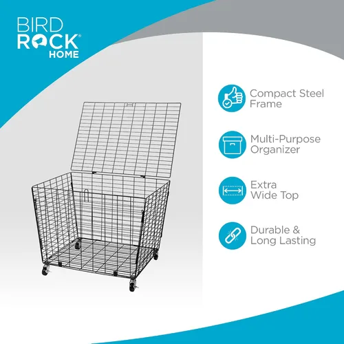 Miniatura 5 de BIRDROCK HOME Organizador de cesta de pelotas deportivas con ruedas y ruedas resistentes, ideal para baloncesto, fútbol, béisbol, armario