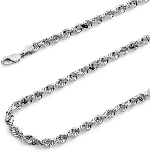 Miniatura 14 de Collar de cadena de cuerda de corte de diamante de 14 quilates con corte de diamante macizo de 0.157 in, 0.118 in, 0.098 in, 0.079 in, 0.059 in
