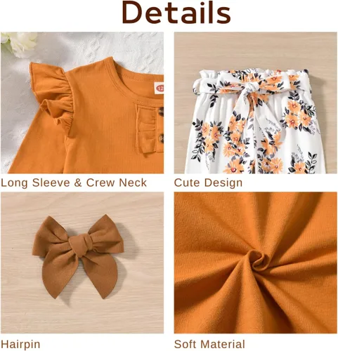 Miniatura 4 de Aalizzwell Traje de otoño para niñas pequeñas con horquilla