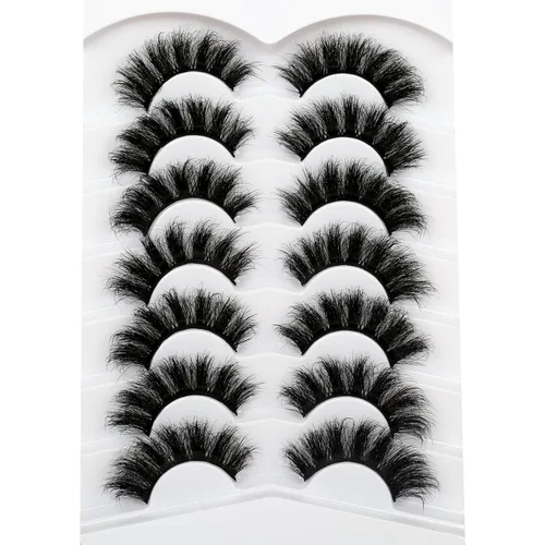 Miniatura 20 de Pooplunch - Pestañas postizas finas de visón sintético, estilo ojo de gato, naturales, cruzadas, tipo racimo, efecto 8D de volumen, tiras