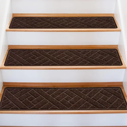 Miniatura 9 de Alfombras para peldaños de madera - Cinta antideslizante para alfombra de escaleras, pelar y pegar con cinta adhesiva doble, juego de 15 hojas