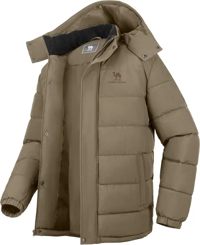 Miniatura 8 de CAMELSPORTS Abrigos de invierno para hombre, chaqueta cálida con capucha desmontable, impermeable, cortavientos, parkas, chaquetas casuales