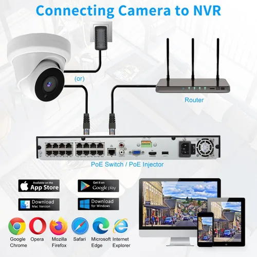 Miniatura 6 de Cámara de torreta IP PoE de 8MP 4K para exteriores, cámara domo de seguridad IP H.265 PoE con visión nocturna de 80 pies, lente de 0.110 in, gran
