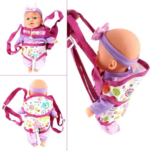 Miniatura 4 de deAO Cochecito de bebé para niños, juego de rol con una variedad de juguetes de alimentación y tapete de juego, cuna de viaje, cochecito y bolsa