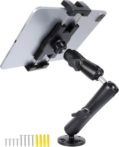 Miniatura 8 de Soporte de tablet para camión, base de taladro resistente con brazo de aluminio para tableta, automóvil, pared, barco, escritorio, compatible