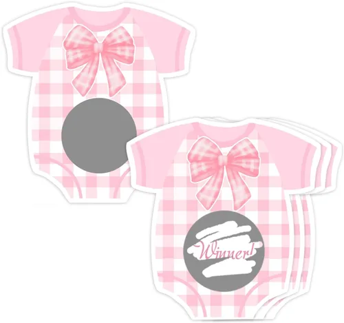 Decoraciones de baby shower con lazo rosa, 30 piezas de lazo rosa para baby shower para niñas de juego, actividad tonta para rompehielos, premios de