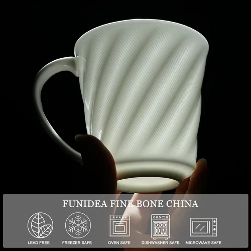 Miniatura 3 de Taza de café de cerámica de hueso fino con asas para bebidas calientes, café, capuchino, latte, cacao, té, perfecta para el hogar (juego de 2)
