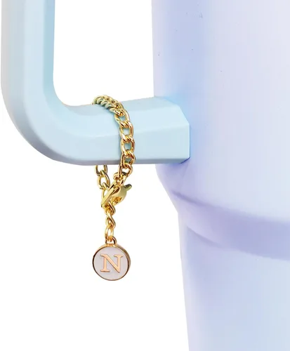 Miniatura 4 de Stanley Cup 3 piezas de 30 y 40 onzas, 0.394 in de silicona con diseño de flores, tapa protectora con 2 dijes de letras iniciales personalizadas