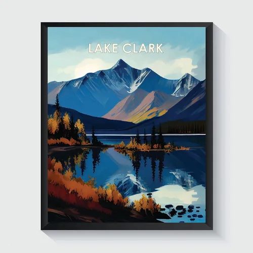 Miniatura 39 de Yellowstone Lake - Póster impreso artístico, ilustración, arte de pared, decoración de paisaje retro, paisaje, obra de arte para decoración de Lago