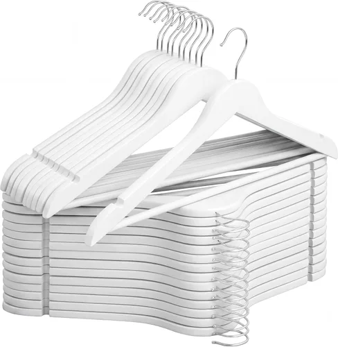 Miniatura 12 de StorageWorks Perchas de madera para armario, perchas de madera resistentes para trajes, camisas, pantalones, chaquetas, color nogal