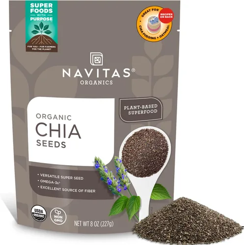 Miniatura 9 de Navitas Organics Semillas de chía - Para pudín de chía, batidos, hornear, ensaladas y más - Omega 3, fibra, minerales - USDA orgánico, sin OMG