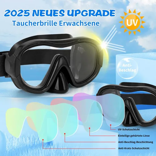 Miniatura 3 de Máscara de buceo, gafas de esnórquel antivaho profesionales, máscara de natación antifugas con correa ajustable suave y bolsa de malla, tapón