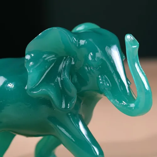 Miniatura 5 de Estatuas de elefante para decoración del hogar, 1 par de figuras de elefante de la suerte con tronco para estantes, sala de estar y dormitorio