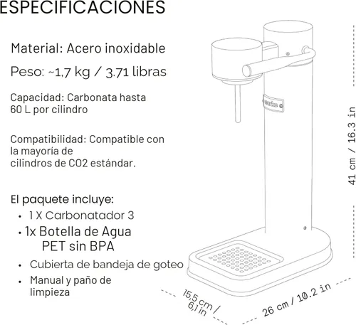 Miniatura 10 de Aarke - Carbonator III Gasificador Premium - Fabricante de agua con gas y agua de seltzer - Fabricante de soda con botella PET (acero inoxidable)