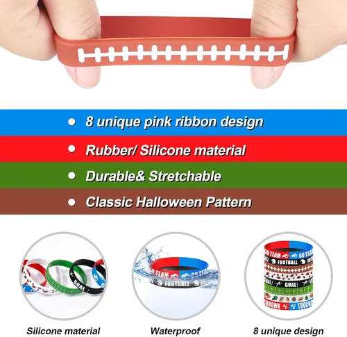 Miniatura 3 de Karenhi 96 pulseras de silicona para fiestas de fútbol, pulseras de goma a granel, accesorios de fútbol para decoración de fiesta de cumpleaños