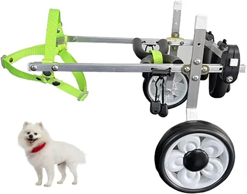 Adjustable Small Pet Wheelchair for Dogs & Cats, Hind Leg Support, All-Terrain Tires, Easy Install Disabled Pet Stroller for Animals Up to 2.5kg