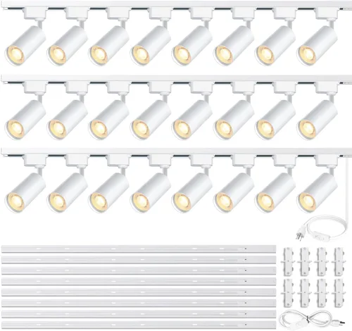 Miniatura 15 de Cabezales de iluminación de riel tipo H regulables blancos (sin rieles de riel), 6 piezas iluminadas 3000 K blanco cálido 20 W 2400 lm