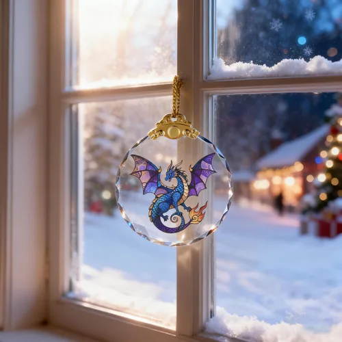 Miniatura 4 de Adornos de Navidad de dragón para decoración de árbol, adornos colgantes decorativos de vidrio de 2.75 pulgadas, decoración de dragón de árbol