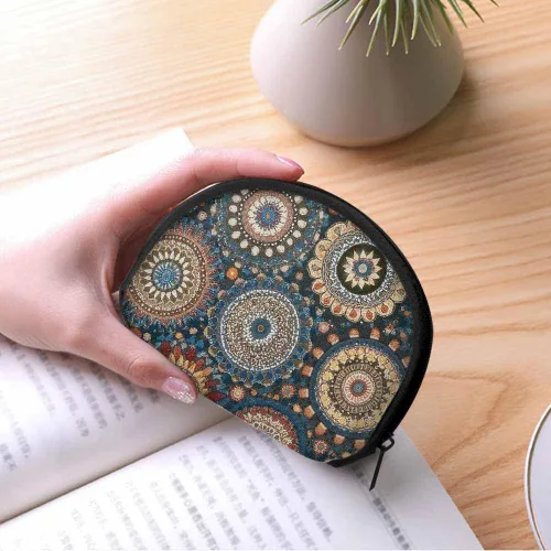 Miniatura 5 de IBILIU Monedero pequeño con diseño de manzanillas sobre fondo azul, mini, monedero, monedero, monedero, cambio, para mujeres y hombres, Moneda-002