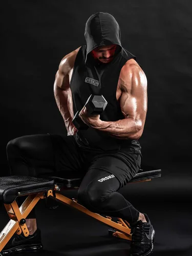 Miniatura 4 de DRSKIN 2 or 1 Pack Men's Hooded Tank Tops Bodybuilding Muscle Cut Off T Shirt Sleeveless Gym Training Hoodies Workout Dry