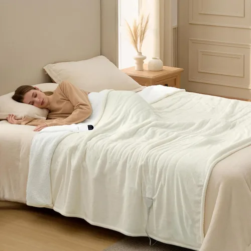 Miniatura 7 de Bedsure - Manta eléctrica de calentamiento rápido, manta de franela suave con 4 ajustes de tiempo, 6 ajustes de calefacción, regalos cálidos
