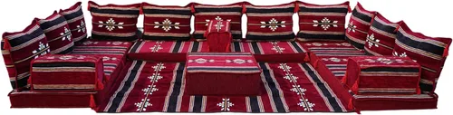 Miniatura 52 de Sofá de piso modular hecho a mano arabicsofa – Asiento oriental Majlis con cojines de respaldo