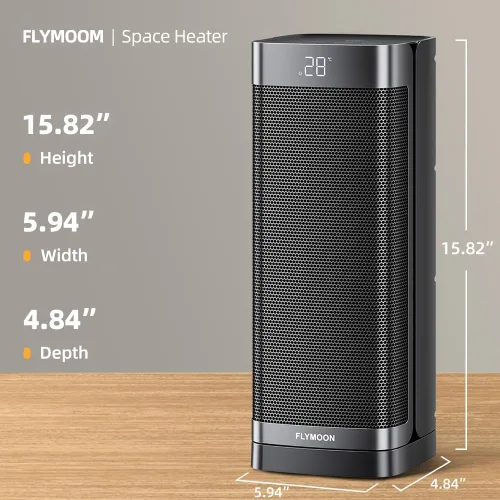 Miniatura 2 de Flymoon Calentador de espacio para uso en interiores, calentador portátil de 1500 W con control remoto, protección contra sobrecalentamiento