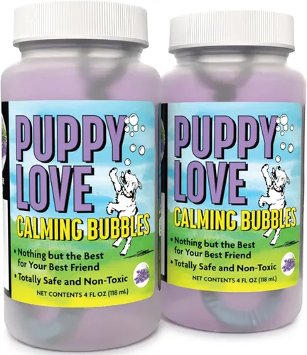 Miniatura 9 de Puppy Love Bubbles, burbujas perfumadas de mantequilla de maní de 4 onzas, paquete de 2 botellas con sabor a mantequilla de maní para perros