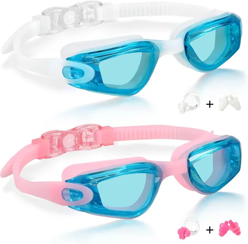 Miniatura 34 de Aegend - Gafas de natación de 2 unidades, gafas de natación para niños, niños y niñas de 3 a 14 años Azul y verde claro