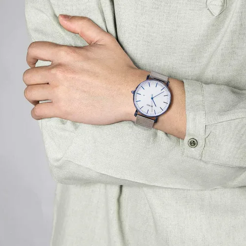 Miniatura 5 de BUREI - Reloj de pulsera analógico para hombre con fecha, extensible de malla de acero inoxidable