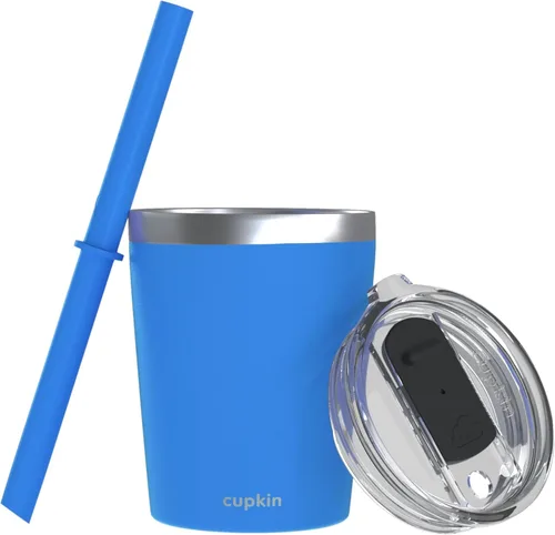 Miniatura 47 de CUPKIN - Taza apilable de acero inoxidable para niños, taza de batido, tazas aisladas con recubrimiento en polvo, tapa libre de BPA y pajilla de Rosa