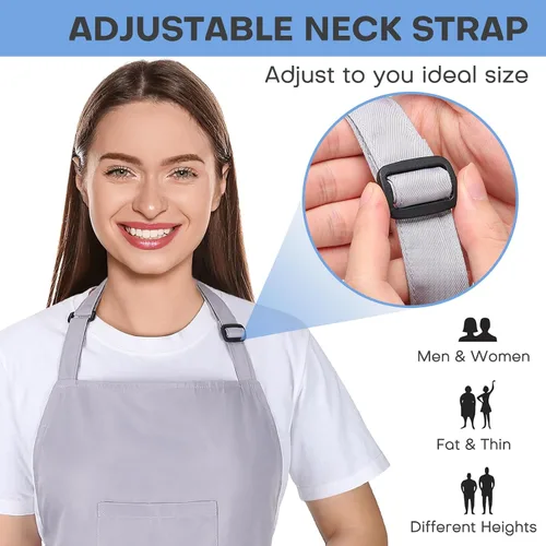 Miniatura 2 de Noverlife Hair Stylist Apron with 4 Pockets, Hair Resistant 34 Inch Long Hairdresser Aprons w/Adjustable Strap for Salon Delantal de peinado gris