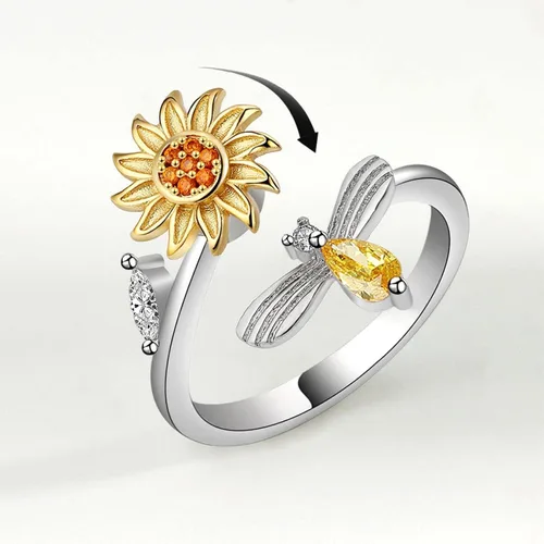 Miniatura 2 de Nuevo anillo giratorio de girasol para mujer