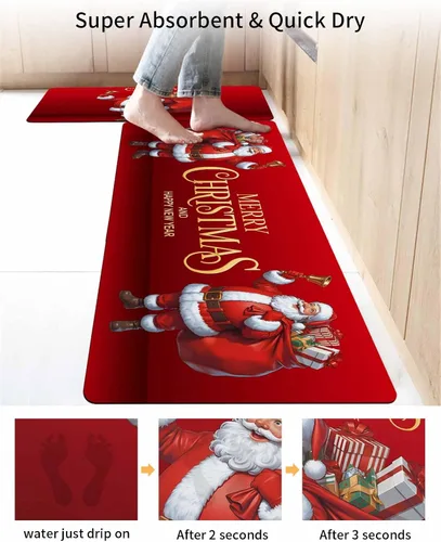 Miniatura 4 de Tapete de baño de Papá Noel para bañera, antideslizante, de secado rápido y absorbente, tierra de diatomeas, fregadero de ducha, cocina, lavable