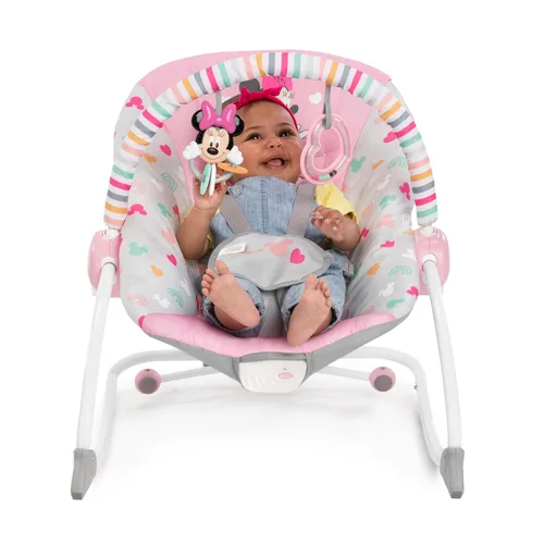 Miniatura 11 de Bright Starts Disney Baby MINNIE Mouse - Mecedora y asiento para bebés y niños pequeños con vibraciones y barra de juguete extraíble, de 0 a 30