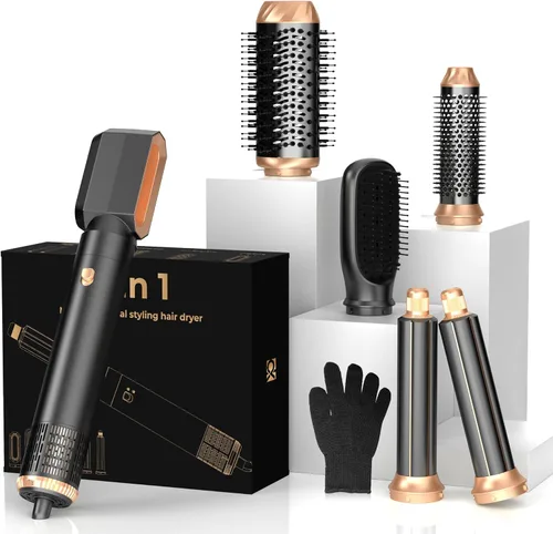 Miniatura 10 de Cepillo secador de pelo 5 en UNO, secador de pelo, varita rizadora, juego de herramientas de peinado de cabello, masaje iónico de aire caliente