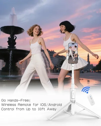 Miniatura 5 de Trípode para selfie Stick – Trípode para iPhone con control remoto, soporte ligero para teléfono Android, soporte extensible compatible con todos