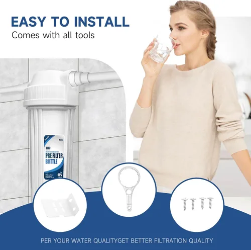 Miniatura 5 de Carcasa de filtro de agua para toda la casa, se ajusta a filtros de sedimentos de 10 x 2.5 pulgadas, etc. para agua de pozos y ciudades, sistema
