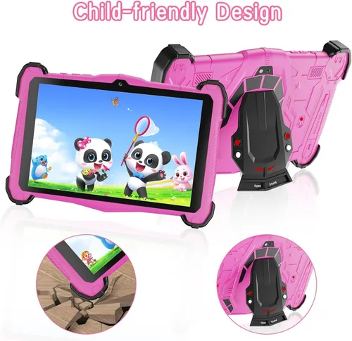 Miniatura 7 de Fivahiva Tableta para niños de 7 pulgadas, tableta Android 14 para niños, Octa-Core, 10 GB de RAM +64 GB de ROM 512 GB expandir, cámara dual, Rosa