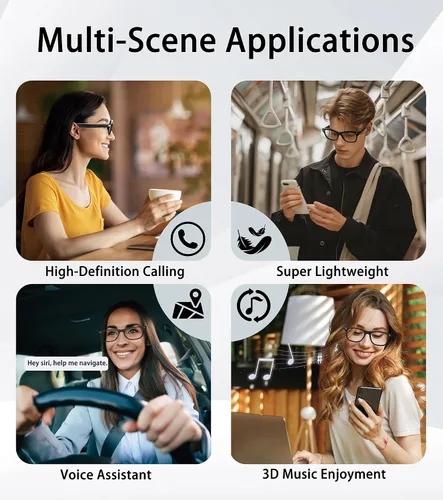 Miniatura 6 de Lentes inteligentes AI para hombres y mujeres con chat GPT, gafas de traducción Bluetooth con 165 idiomas, reproducción de música y llamadas manos