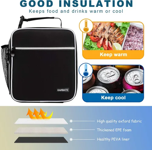 Miniatura 4 de Bolsa de almuerzo, caja de almuerzo aislada duradera, bolsa tipo tote reutilizable para adultos, bolsa de almuerzo para hombres, mujeres, adultos