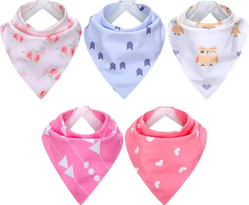 Janmercy Paquete de 5 baberos tipo bandana para adultos, extra grandes, suaves, ajustables, absorbentes, para mujeres, necesidades especiales,