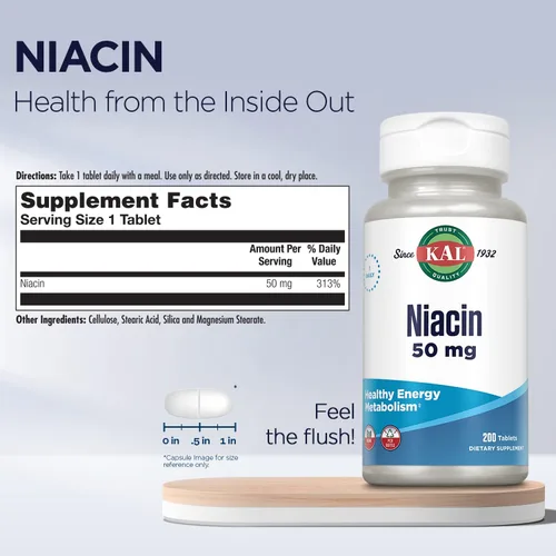 Miniatura 2 de Kal Tabletas de niacina de 50 mg, 200
