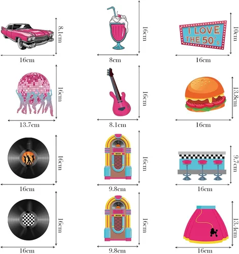 Miniatura 3 de Decoraciones para fiestas de los años 50, retro de los años 50, remolinos colgantes de música rock and roll, ensamblados y listos para usar