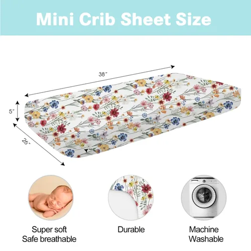 Miniatura 2 de Bimocosy Pack and Play - Juego de 4 sábanas bajeras de 38 x 26 pulgadas, paquete n Play para niños y niñas, suaves y elásticas para colchón