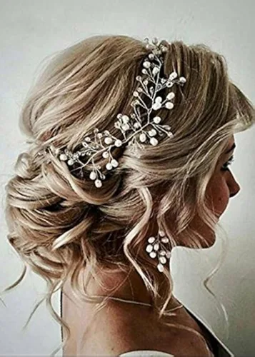 Miniatura 7 de Accesorios para el cabello de novia, juego de aretes de vid de cristal, diadema para boda, peine para el cabello, fiesta de noche, pieza