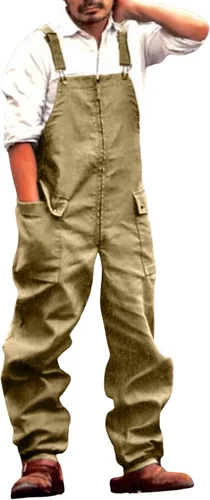 Miniatura 2 de loveimgs Overol con peto grande y alto para hombre, pantalones cargo sueltos de trabajo de una pieza con bolsillos